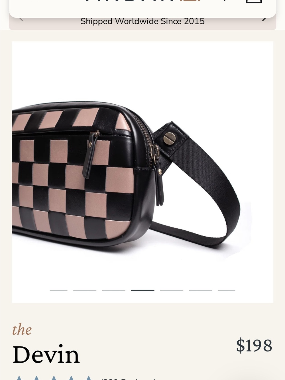 The Devin Checkered Crossbody Bag in Black & Blush - Picture 4 of 7